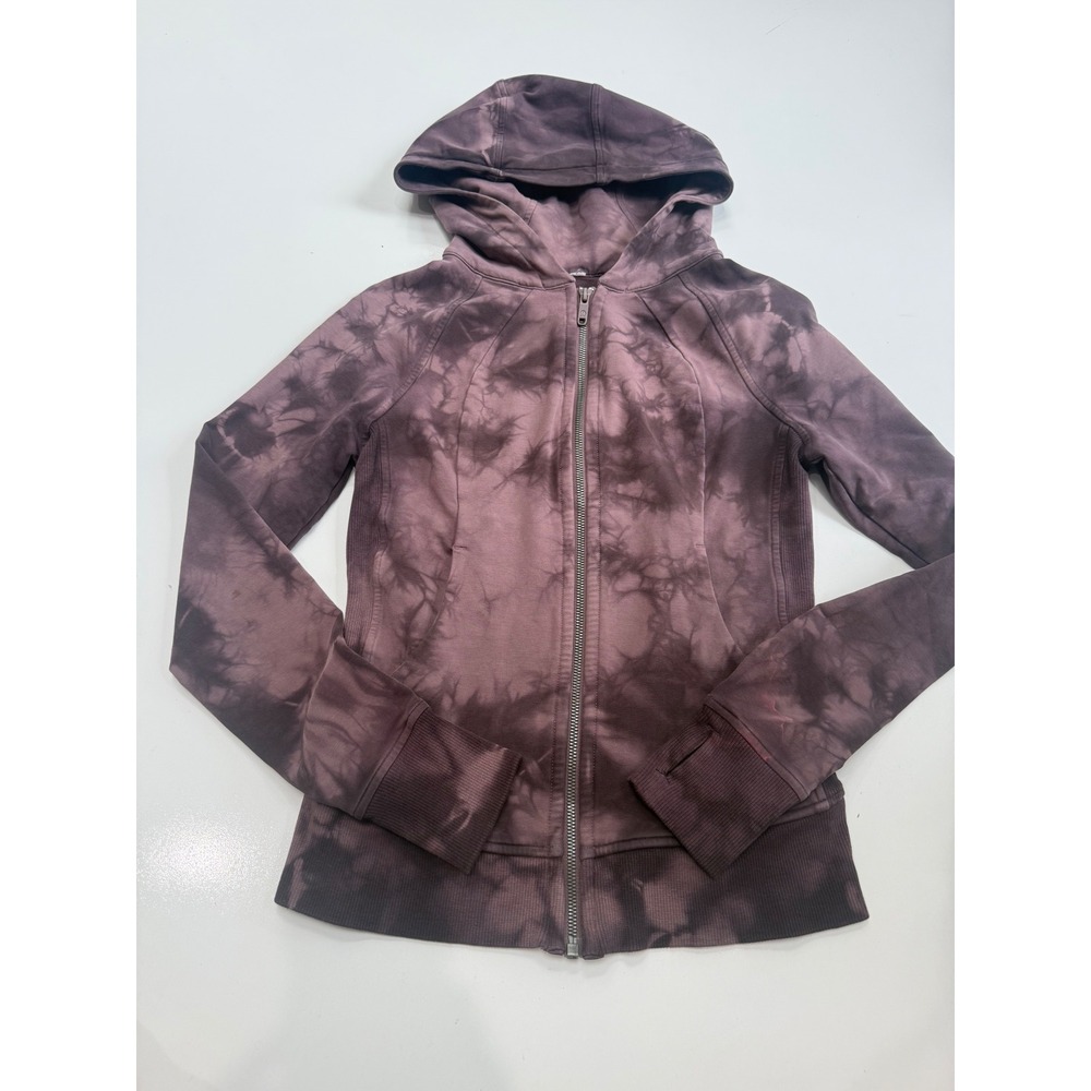 Lululemon Scuba Full-Zip Hoodie Diamond Dye Graphite Grey Pink Bliss Size 4